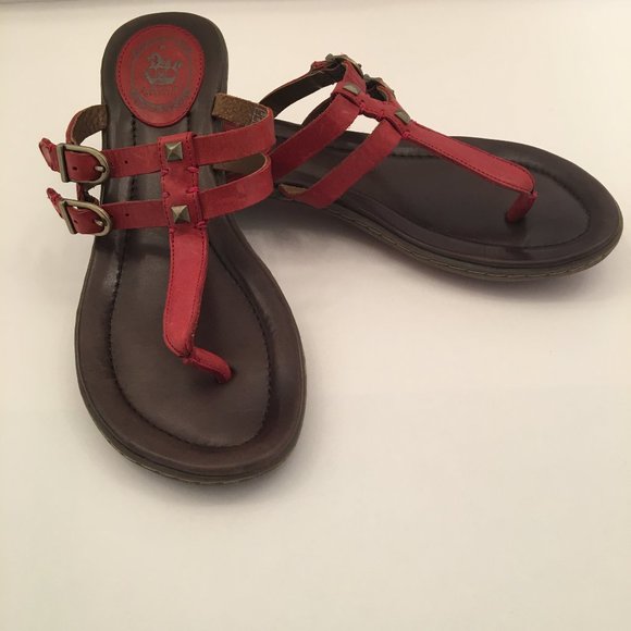 Shoes - ARIAT Leather Thongs Sandals Red Sz 8